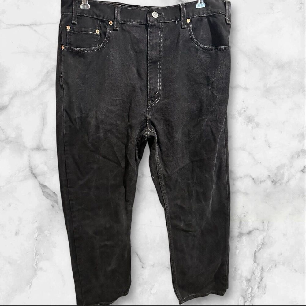 VINTAGE Levis 505 Jeans Mens 34(38)x34(30) Black Straight‎ Leg Denim  Red Tab